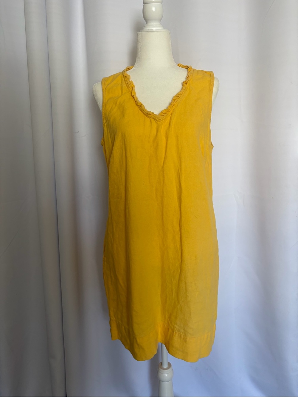 Linen blend yellow dress